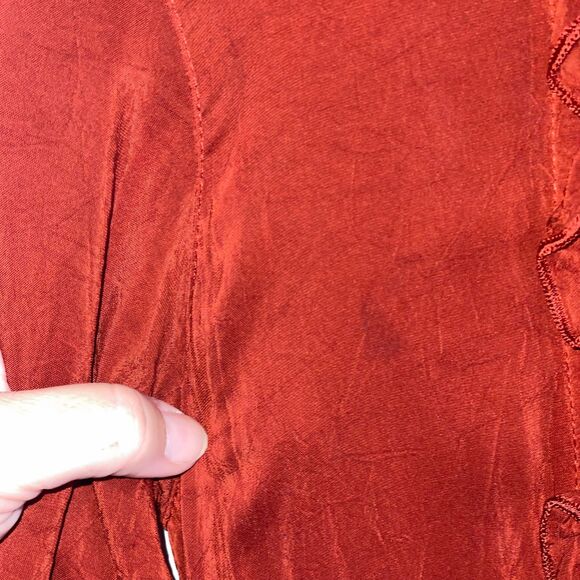 Click by Color Me Cotton Midi Dress M Cupro Rayon Rust Corset Tie Back READ - Picture 12 of 12